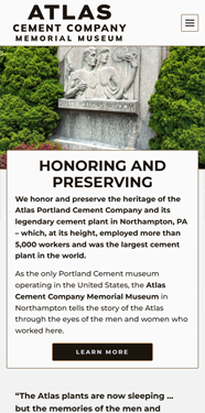 atlascementmuseum.org mobile screenshot